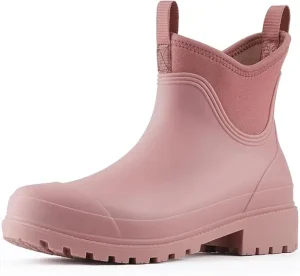 Women’s Waterproof Neoprene Ankle Rain Boots Non-Slip Rubber Chelsea Shoes