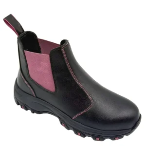 Women’s Waterproof Oil Resistant Safety Boots Smooth Leather Anti Slip Steel Toe Outdoor Safety Shoes