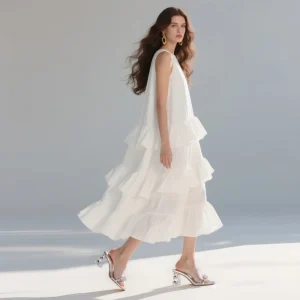 Women’s Wedding Shoes Clear Slingback Sandals Rhinestone & Crystal Heel Peep Toe Chunky Heel for Evening Party