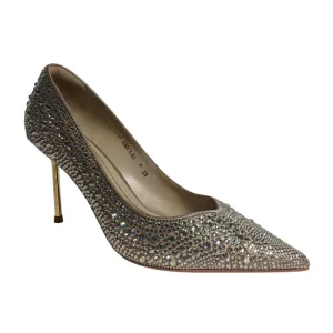Women’s Wedding Thin Slip-On Pumps for Bride Rhinestone Decorated Super High 8cm Summer Autumn