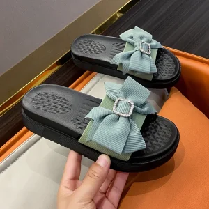 Women’s Wedge Bowknot Anti-Slippery Outdoor Beach Sandals for Spring