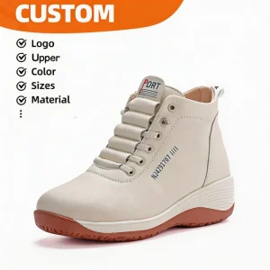 Women’s Wedge Heel High Top Sneakers Elastic Breathable Non-slip Durable Daily Commute Walking Shoes