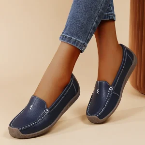 Women’s Wedge Heel Loafer Flats PU Upper Metal Non slip Rubber Sole Casual Daily Walking Shoes