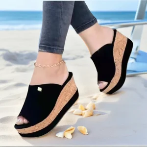 Women’s Wedge Heel Sandals New Summer Fish Mouth Thick Sole Fashion Retro Beach Shoes Outdoor Slippers for Ladies Wedges Sandals