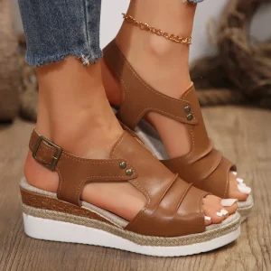 Women’s Wedge Heel Sandals New Summer Fish Mouth Thick Sole Fashion Retro Beach Shoes Outdoor Slippers for Ladies Wedges Sandals