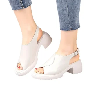Women’s Wedge Sandals Platform Thick Soft Bottom PU Synthetic Leather Leisure Summer Fashion Split Toe
