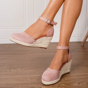 Women’s Wedge Sandals Summer Vacation Belt Rear Zipper Slip on Round toe Hollow TPR Outsole PU Lining Shoes