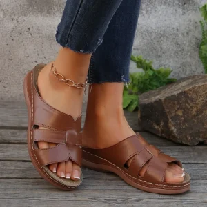 Women’s Wedge Slide Sandals Criss Cross Strap Open Toe Non Slip Comfortable Casual Mule Slippers