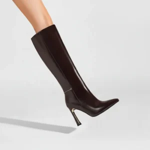 Women’s Western Cowboy Knee High Boots Pointed Toe Stiletto Heel Gold Detail Anti Slip Elegant High Heeled Long Boots