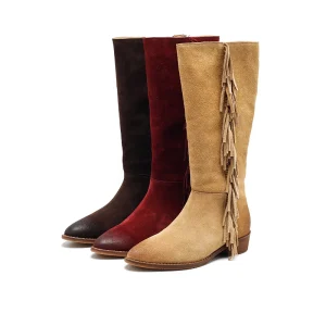 Women’s Wheat Ear Knee High Waterproof Breathable Lightweight Genuine Leather Upper Rubber Outsole Boots