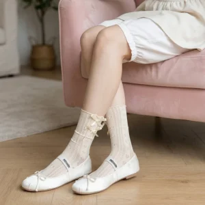 Women’s White Heart Lace Thin Antibacterial Breathable Ankle Socks Cute Black White Bow Hollow Knit Socks for Summer Lolita