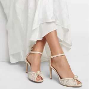 Women’s White Mesh Bridal Stiletto High Heels Sandals Slip On Height Increasing Sexy Outdoor Summer Spring Shoes Fashion Trend