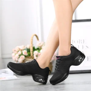 Women’s White Mesh Square Dance Sneakers New Latin Jazz Heightened Soft Sole Sneakers