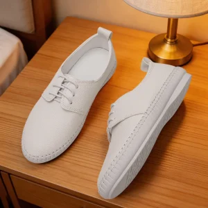 Women’s White Sneakers, New Spring Lightweight Soft Sole Non-Fatiguing Flat Loafers, Small Sizes and Plus Sizes Women Shoes