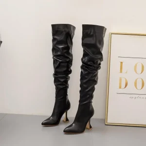 Women’s White Stiletto Heels Knee-Length Slimming Over-the-Knee Boots Size 35-42