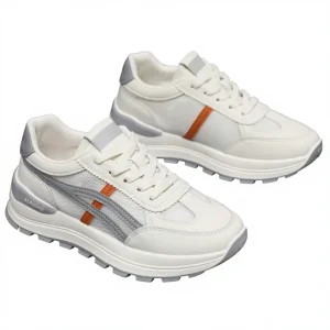 Women’s White Toe Canvas Upper Mesh Lining Breathable Comfortable Soft-soled Sports Casual Running Shoes All Seasons