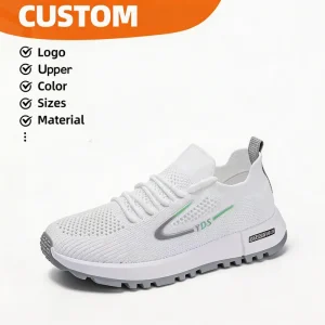 Women’s White Ultra Breathable Knit Sneakers Lightweight Summer Running Trainers Sleek Non Slip Urban Comfortable