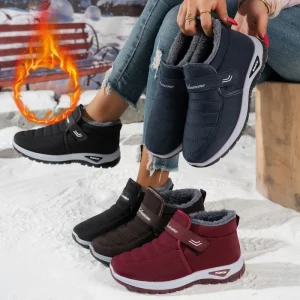 Women’s Winter Ankle Bootie Snow Boots Breathable Mesh Lined Casual Fleece Upper Round Toe Large Size Warm Design Daily Use