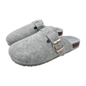 Women’s Winter Clogs Shoes Adjustable Buckle Fuzzy Faux Fur Lined Arch Support Cork Foot Bed Felt Clog Slippers
