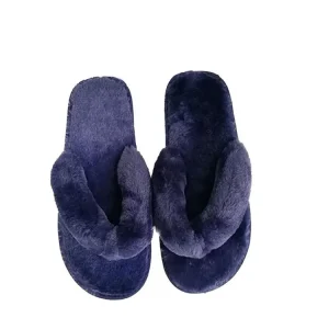 Women’s Winter Comfortable Warm Open Toe Furry Slippers Plush Fuzzy Flip Flops for Home Use