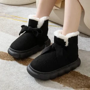 Women’s Winter Cotton Shoes Waterproof Windproof Thick Soled Snow Boots with Plush for Indoor Outdoor Use Ankle Bootie Style