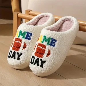 Women’s Winter Cotton Slippers with Anti Slip EVA Outsole and Fur Style Soft Soled New Flower Indoor Home Slippers