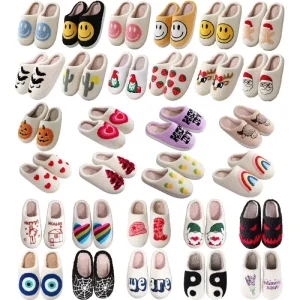 Women’s Winter Fluffy Cotton Shoes Custom Slipper Fuzzy Animal Plush Home Slides Indoor Warm