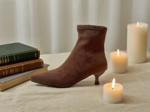 Women’s Winter Formal Suede Ankle Boots Pointed Toe Slip On Closure Thin Heels High Heels