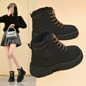 Women’s Winter New Casual Rain Boots Thickened Lining High Boots Joker Ankle Cotton Warm Snow Boots