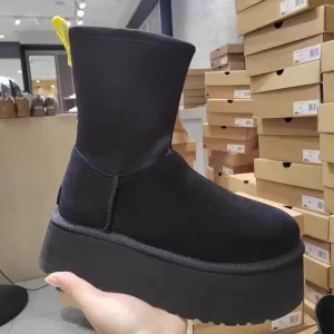 Women’s Winter Platform Diperr Snow Boots Outdoor Stretch Sock Snow Boots Genuine Shearling Lined