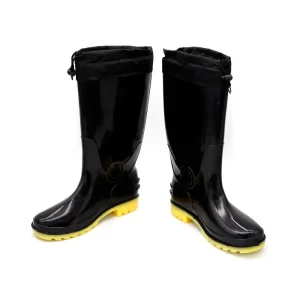Women’s Winter Rain Boots with Warm Fur Waterproof Work Protective Rain Shoes Steel Toe Feature