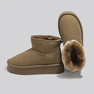 Women’s Winter Snow Boots Velvet Thick Bottom Waterproof Non Slip Warm Cotton Soft Fur Explosion Style Bread Shoes