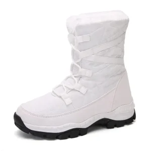 Women’s Winter Warm Platform Snow Boots White Breathable Waterproof Booties
