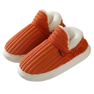Women’s Winter Warm Suede Slides Slippers Closed Toe Fluffy Light Weight Foam Insole