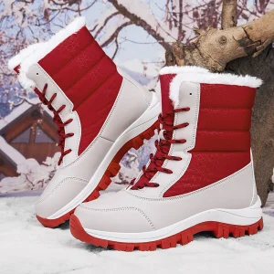 Women’s Winter Waterproof Cotton padded Shoes Cold proof Outside Non slip Keep Warm Thick Fur Snow Boots for Women
