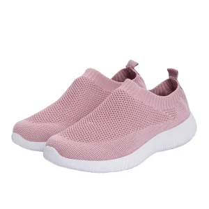 Women’s Winter White Tennis Flats Shoes Shock Absorbing Without Lacing Cotton Fabric Lining