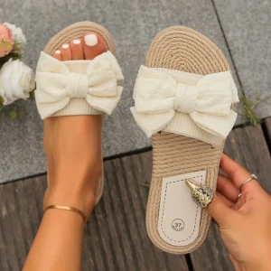 Women’s Word-Shaped Hemp Rope Flat Outdoor Breathable Flowers Summer Leisure
