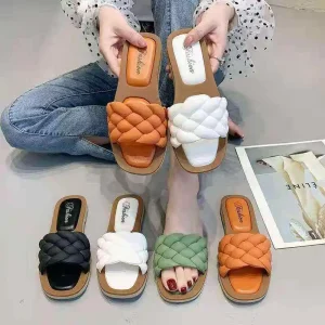 Women’s Woven Flat Slipper Beach Fashion Outdoors Wear One Size Fits All Light Weight and Anti Slip