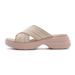 Women’s Woven Strap Platform Slide Sandals Crisscross Design Lightweight Comfortable Stylish Casual Slippers