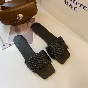 Women’s Woven Upper Sandals with Steel Toe Square Toe Summer 19