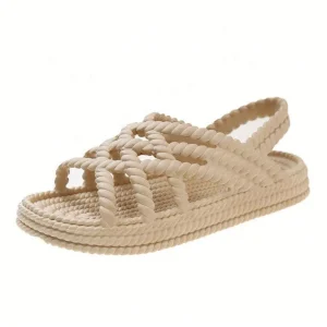 Women’s X Straps Sandals with Thick Sole Hollow Design Comfortable Platform for Spring Casual Beach Outdoor Wear