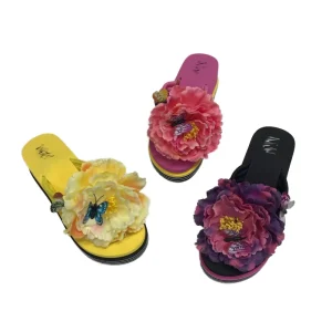 Women’s Yellow Orchid Flower Flip Flop Thong Slides Shoes Fashion Trend Open Toe Lightweight Breathable Outdoor for Autumn