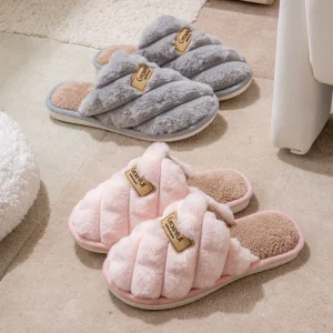 Women’s and Men’s Slippers for Autumn Winter Indoor Home Use Non Slip Plush Warm Thick Soled Shoes