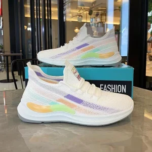 Woven Sneakers Women’s Shoes Breathable Mesh Surface Leisure Soft Sole Light Couple Running Sneakers