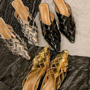 XINZI RAIN Custom Logo Ladies Casual Slide Shoes Point Toe Genuine Leather Soft TPR Sole 3.5cm Low Heel Women Mule Shoes