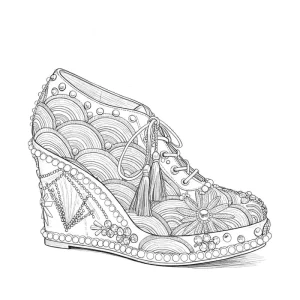 Xinzirain Custom Embroidery Pearls Rhinestones Tassels Platform Wedge Wedding Bride Lace-up High Heels Women Sneaker Shoes