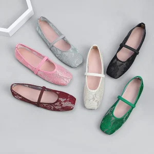 Y 35-44 New Women’s Flat Shoes with a Single Strap and Breathable Mesh Stylish and Versatile Ballet Flats Chaussures Femme