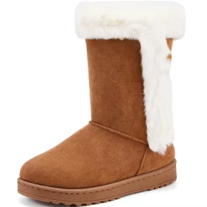 YL 1272 Customized Mid Calf Fashion Brown Thermal Warm Women’s Winter Snow Boots for Ladies
