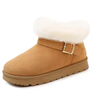 YL 25400 Brown Fashion Anti slip Faux Fur Thermal Warm Women’s Ankle Winter Shoes Snow Boots for Ladies