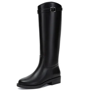 YL 25430 Knee High Equestrian Style Women’s Riding Boots with Round Toe & Buckle Easy Slip On Fashion Boots (ODM OEM)